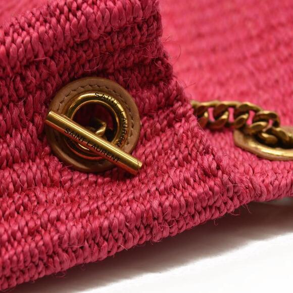 Saint Laurent ﻿Medium Kate Raffia Shoulder Bag Pink Glo - Picture 10 of 15